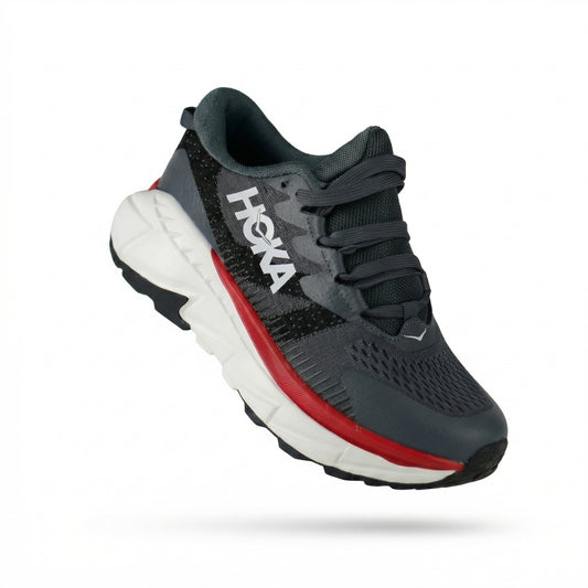 HOKA Grey Running Shoes with Red Stripe & White Sole (Sizes 41–45)