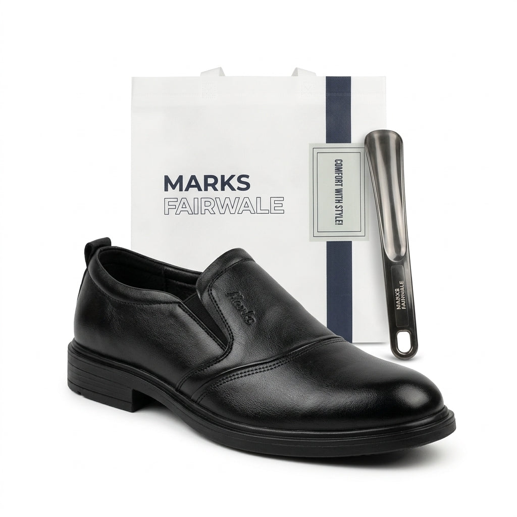 Premium Black Leather Slip-On Shoes for Men BL2
