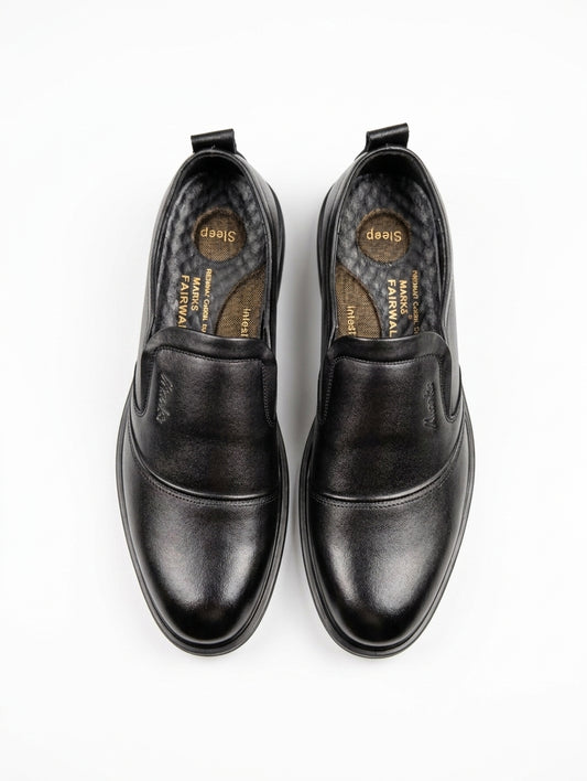 Premium Black Leather Slip-On Shoes for Men BL2