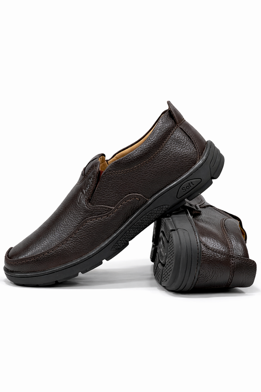 Soles 2079 - Premium Cow Leather Slip-On Shoes (Brown)
