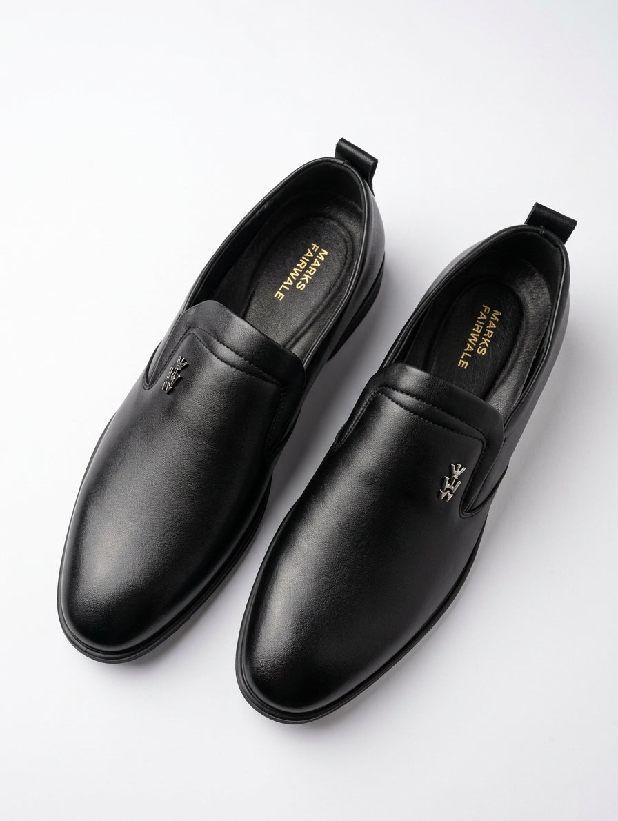 Premium Black Leather Slip-On Shoes for Men BL1
