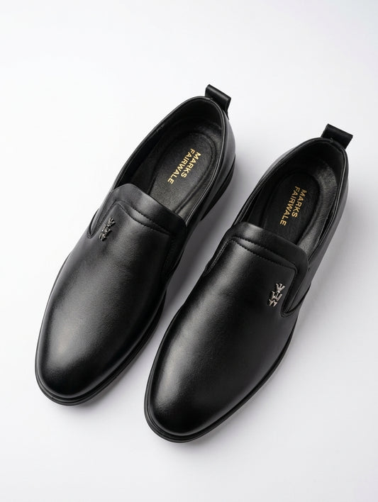 Premium Black Leather Slip-On Shoes for Men BL1