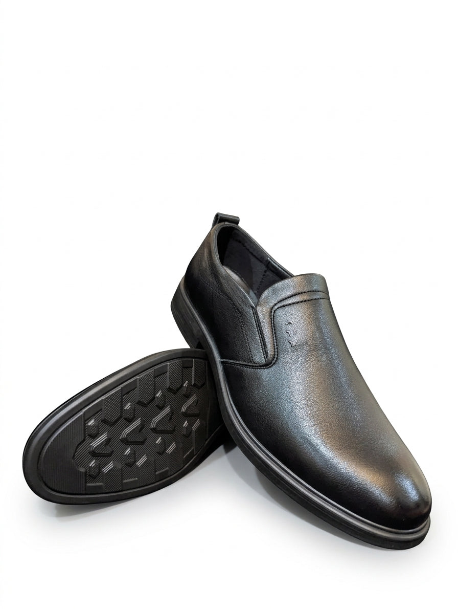 Premium Black Leather Slip-On Shoes for Men BL1