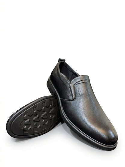 Premium Black Leather Slip-On Shoes for Men BL1