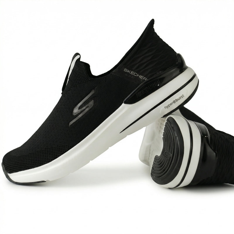 SOLES Performance 2185 black men's hands-free slip-on sneakers, pair view with white sole