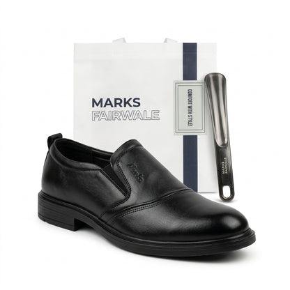 Premium Black Leather Slip-On Shoes for Men BL2