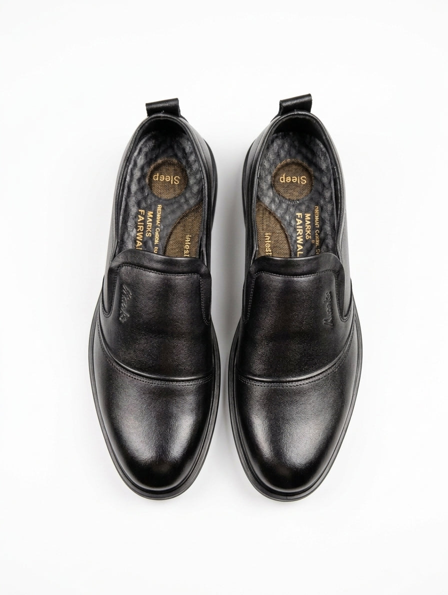Premium Black Leather Slip-On Shoes for Men BL2