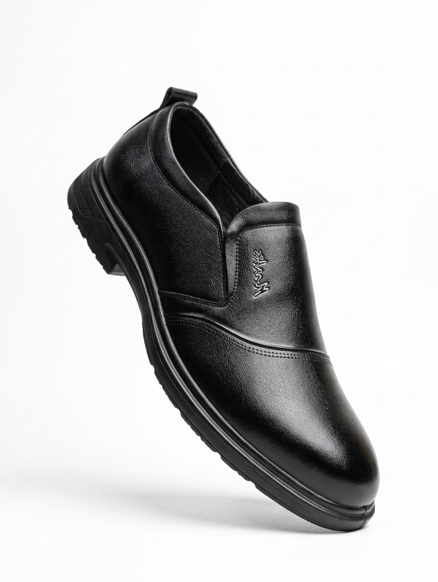 Premium Black Leather Slip-On Shoes for Men BL2