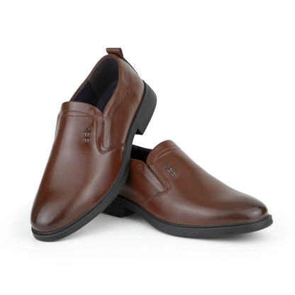 SOLES M-609 mustard brown leather formal slip-on shoes for men, image 1