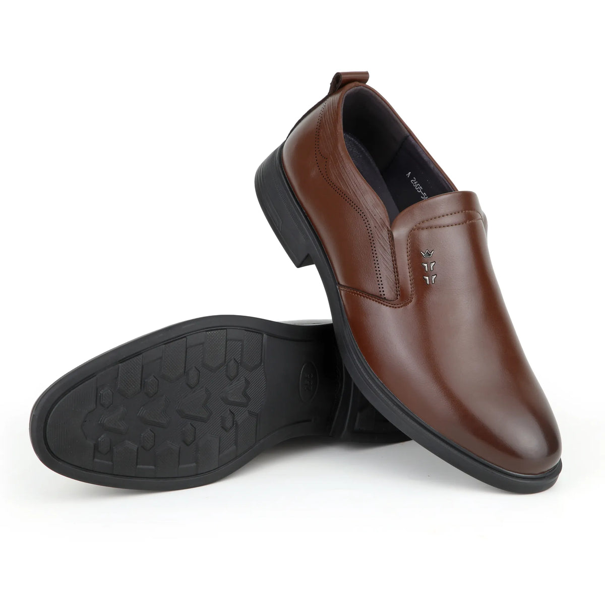 SOLES M-609 mustard brown leather formal slip-on shoes for men, image 3