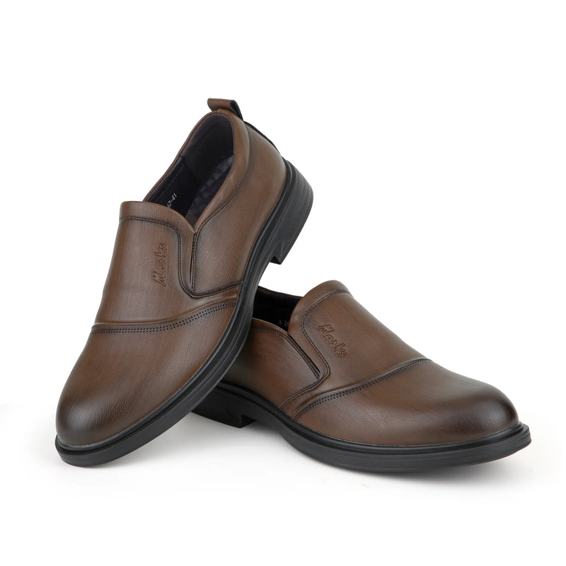 SOLES M-667 mustard brown leather slip-on shoes for men, image 1
