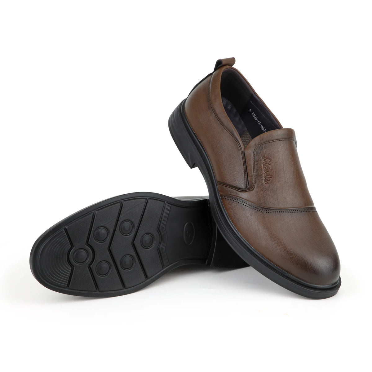 SOLES M-667 mustard brown leather slip-on shoes for men, image 3