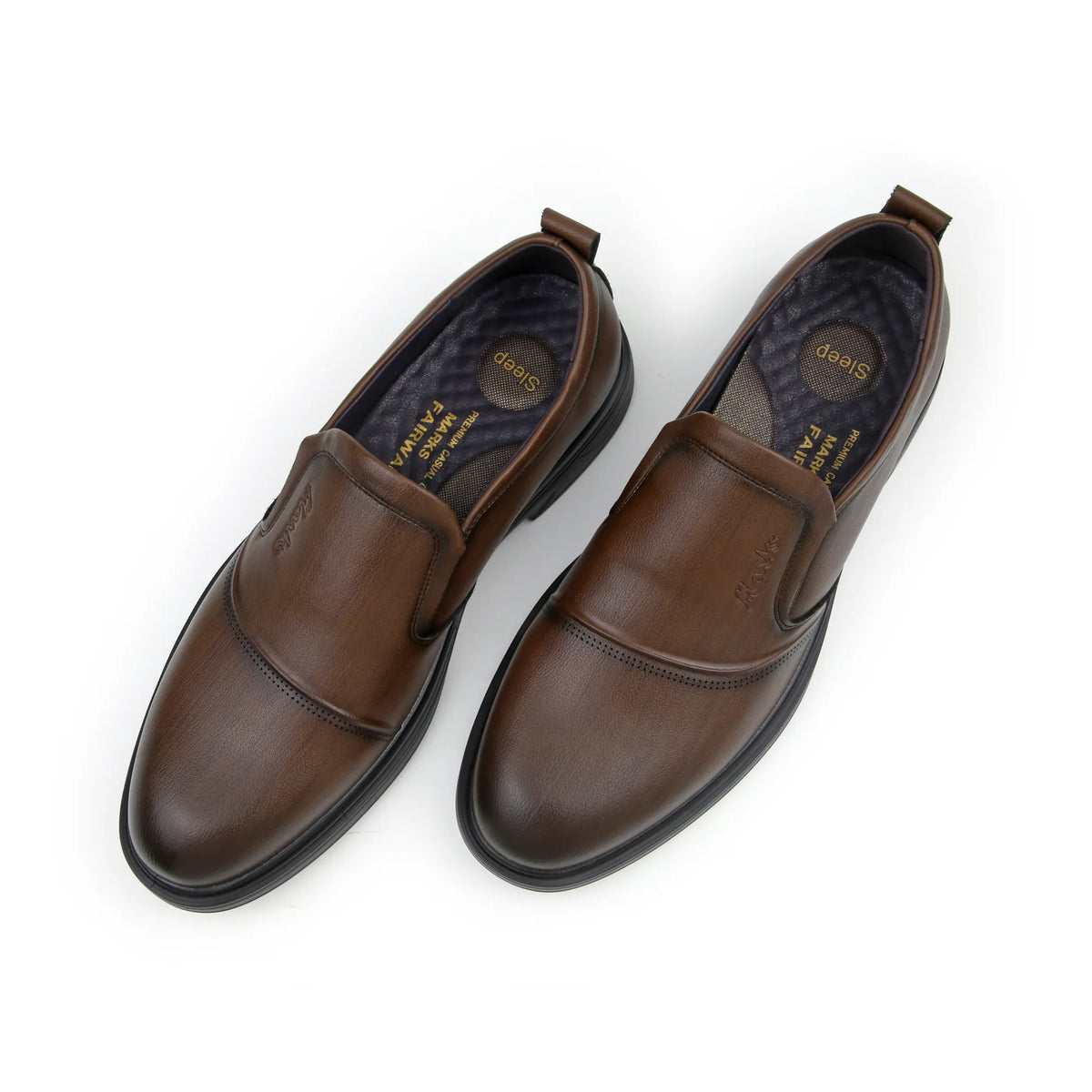 SOLES M-667 mustard brown leather slip-on shoes for men, image 4