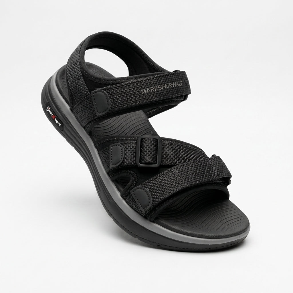 Men’s Premium Comfort Sandals ( Black ) – Stylish, Adjustable & Durable
