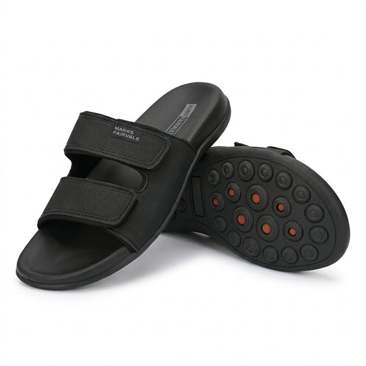 Men’s Premium Adjustable Comfort Sandals ( BLACK ) – MARKSFAIRWALE