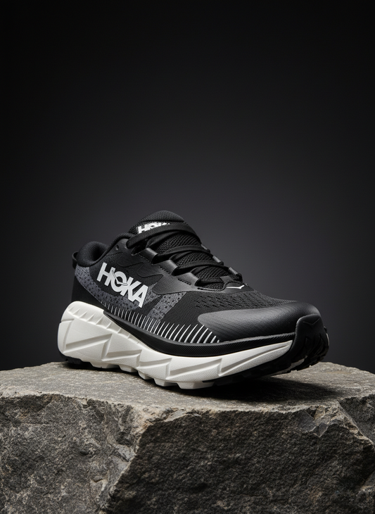 HOKA Black Running Shoes with White Cushion Sole (Sizes 41–45)