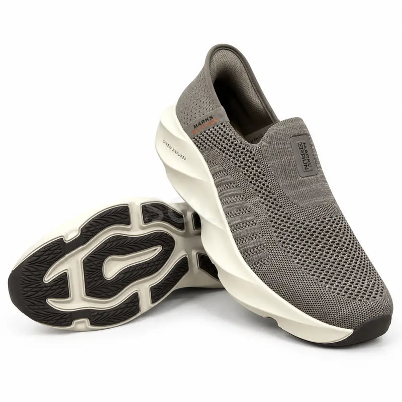 SOLES Marks knit slip-in comfort sneakers for men in coffee brown, photo 1 of 4