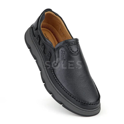 SOLES E-55 black leather casual slip-on shoes for men, image 2