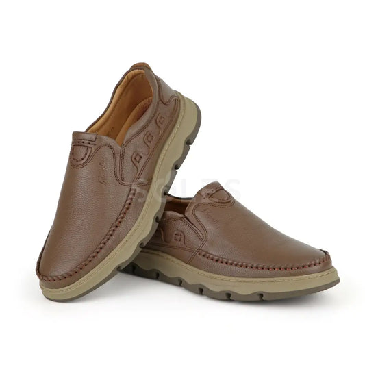 SOLES E-55 mustard tan leather casual slip-on shoes for men with cushioned comfort sole, pair view