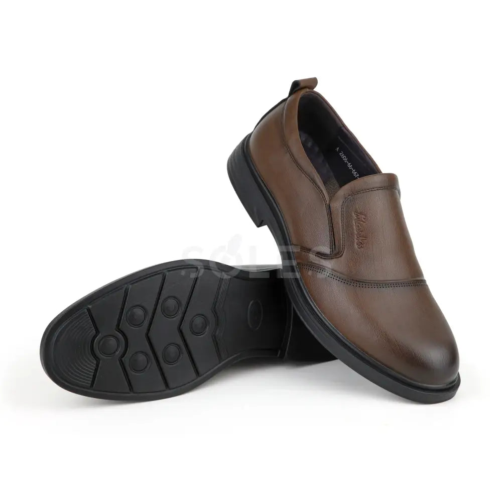 SOLES M-667 mustard brown leather slip-on shoes for men, image 3